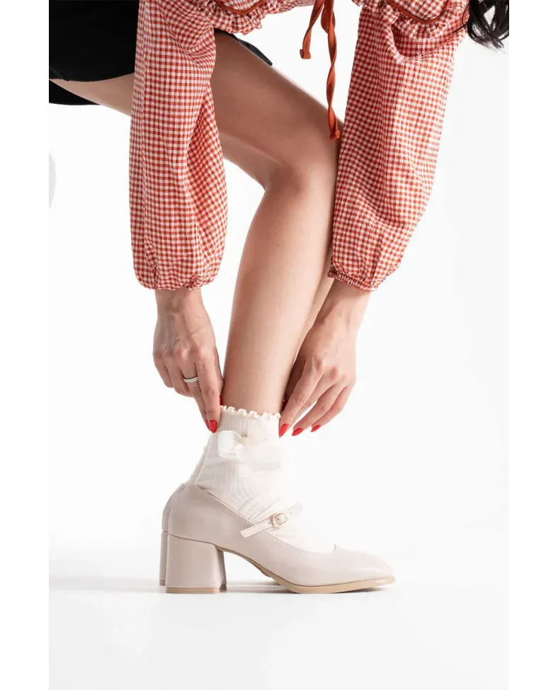 Bej Rugan Kadın Topuklu Ayakkabı TR02MS02B