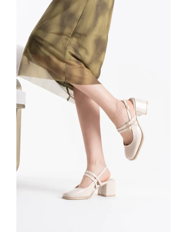 Bej Rugan Kadın Topuklu Ayakkabı TR02MS03B