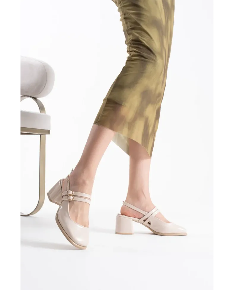 Bej Rugan Kadın Topuklu Ayakkabı TR02MS03B