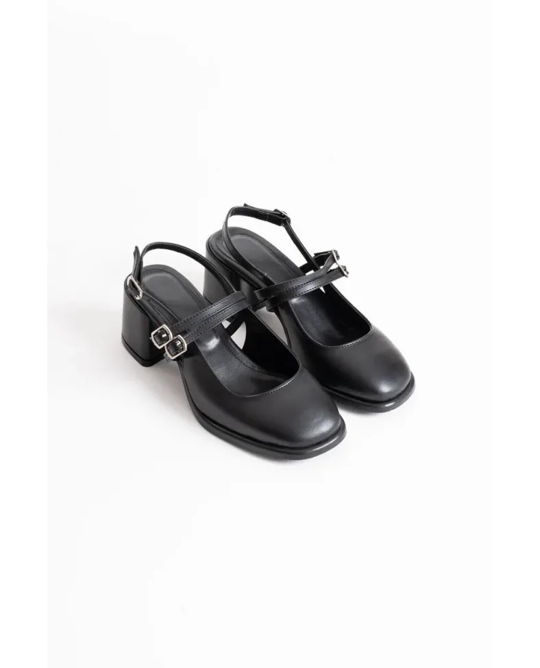 Siyah Cilt Kadın Topuklu Ayakkabı TR02MS03C