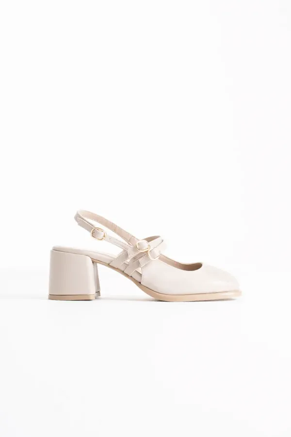 Bej Cilt Kadın Topuklu Ayakkabı TR02MS03D