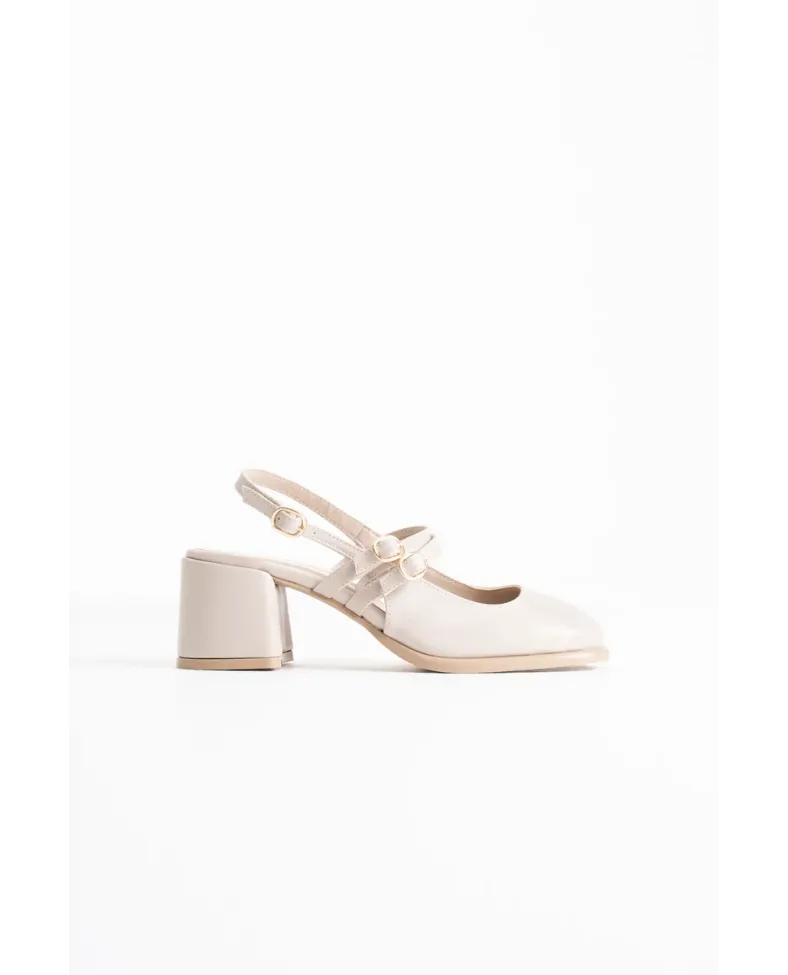 Bej Cilt Kadın Topuklu Ayakkabı TR02MS03D