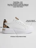 Leopar Detaylı Beyaz Kadın Spor Ayakkabı TR01MS03C