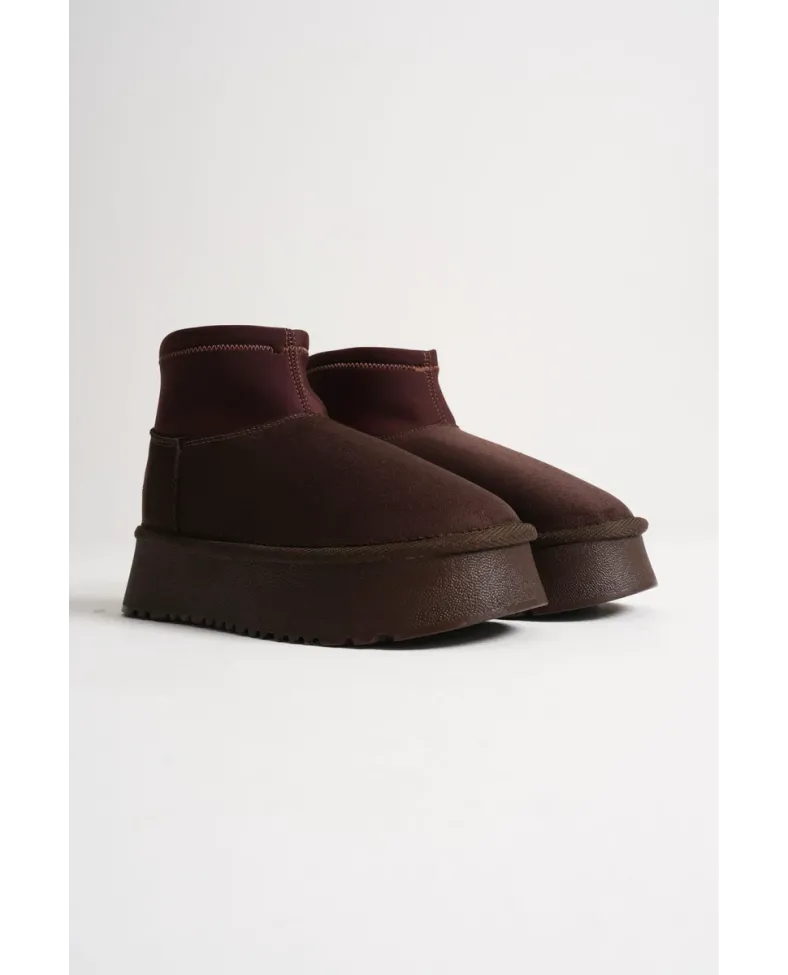 Kadın Acı Kahve Kışlık İçi Kürklü Kalın Taban Bot TR04MK04D