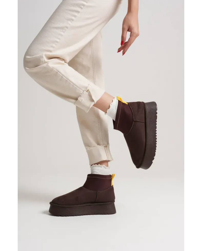 Kadın Acı Kahve Kışlık İçi Kürklü Kalın Taban Bot TR04MK04D