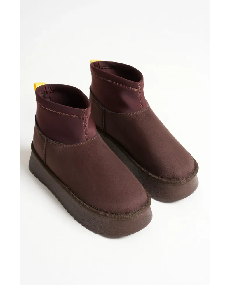 Kadın Acı Kahve Kışlık İçi Kürklü Kalın Taban Bot TR04MK04D