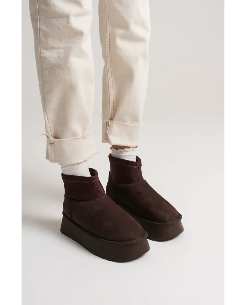 Kadın Acı Kahve Kışlık İçi Kürklü Kalın Taban Bot TR04MK04D