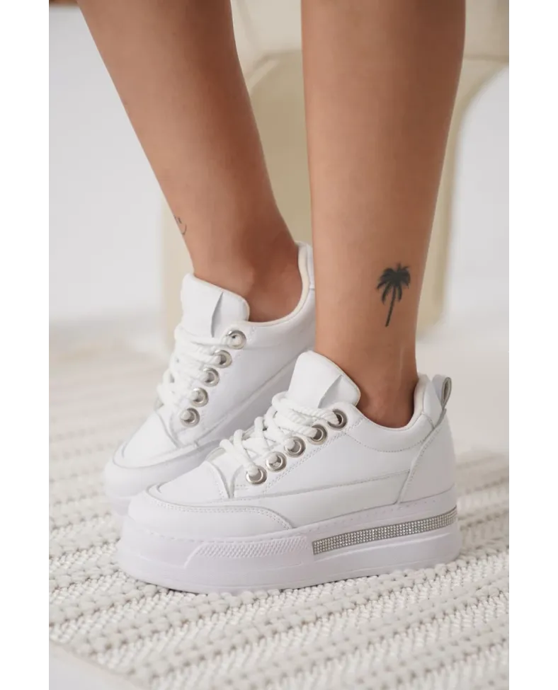 Beyaz Kadın Gizli Topuklu Sneaker TR04MS01B