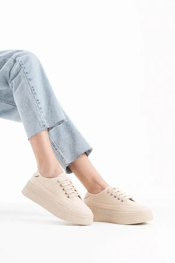 Kadın Bej Keten Spor Ayakkabı TR04MS02C