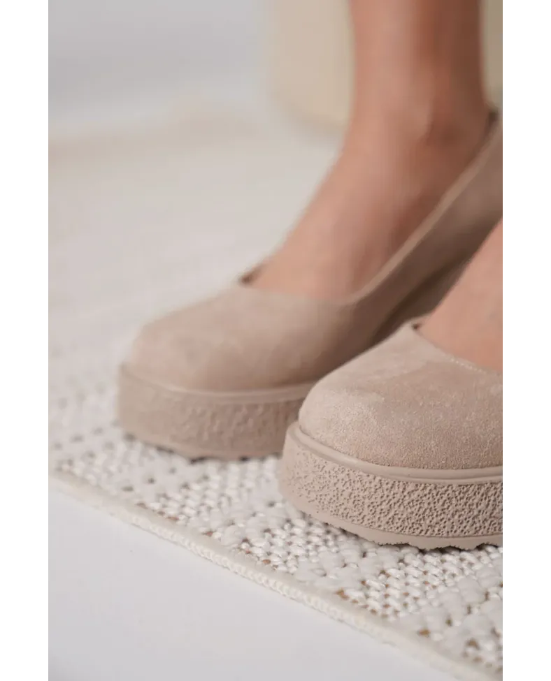 Kadın Bej Süet Günlük Ayakkabı TR06MS04F