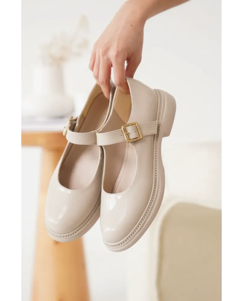 Bej Rugan Toka Detaylı Mary Jane Ayakkabı TR09MS01B