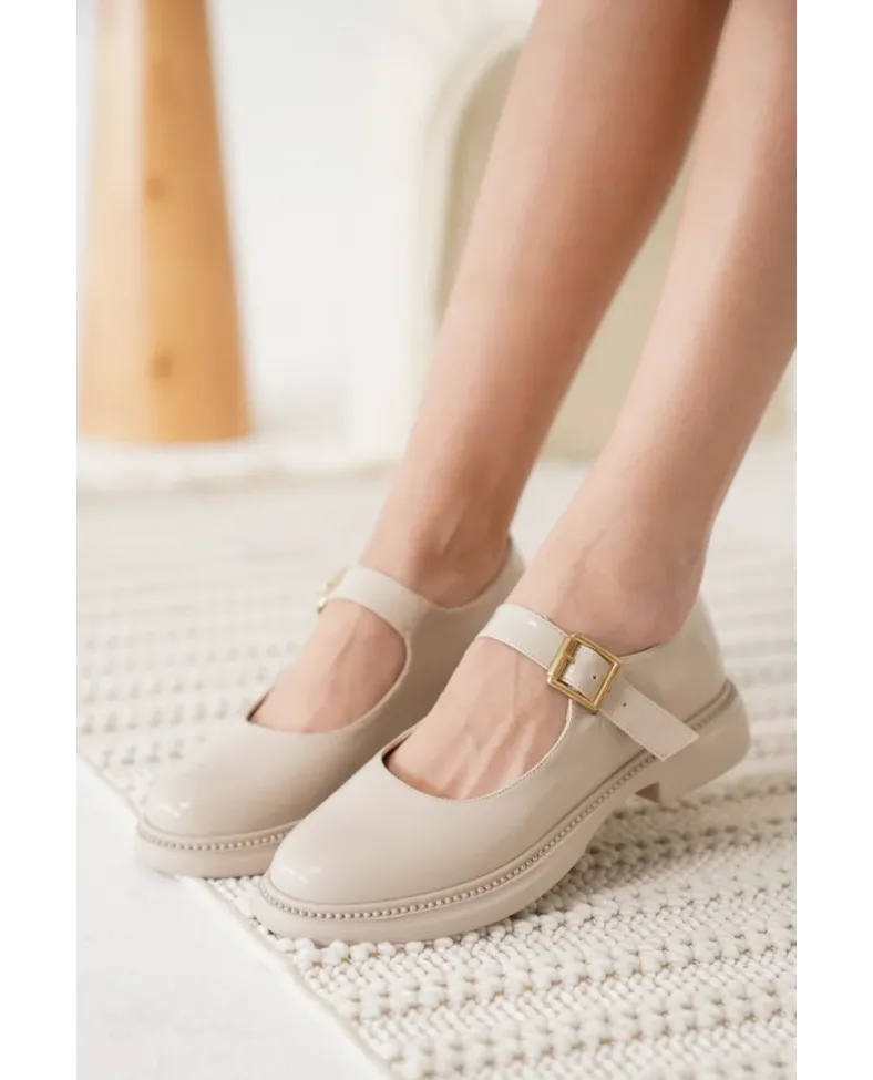 Bej Rugan Toka Detaylı Mary Jane Ayakkabı TR09MS01B