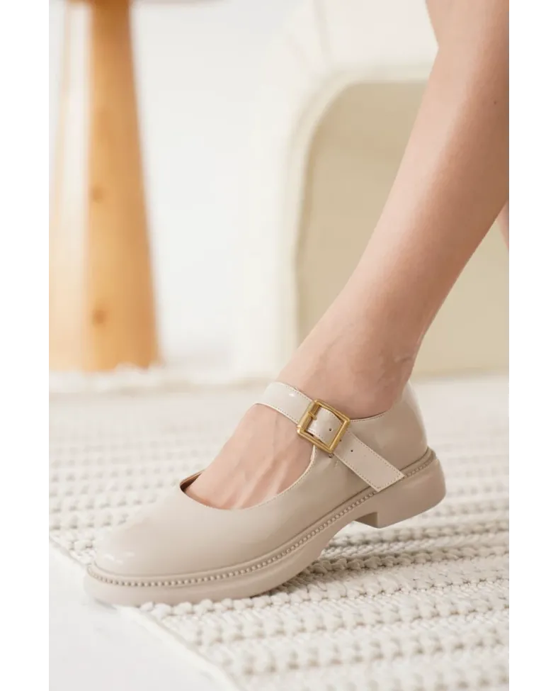 Bej Rugan Toka Detaylı Mary Jane Ayakkabı TR09MS01B