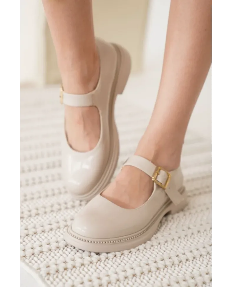 Bej Rugan Toka Detaylı Mary Jane Ayakkabı TR09MS01B