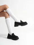 Kadın Günlük Siyah Süet Loafer Ayakkabı TR10MS02C