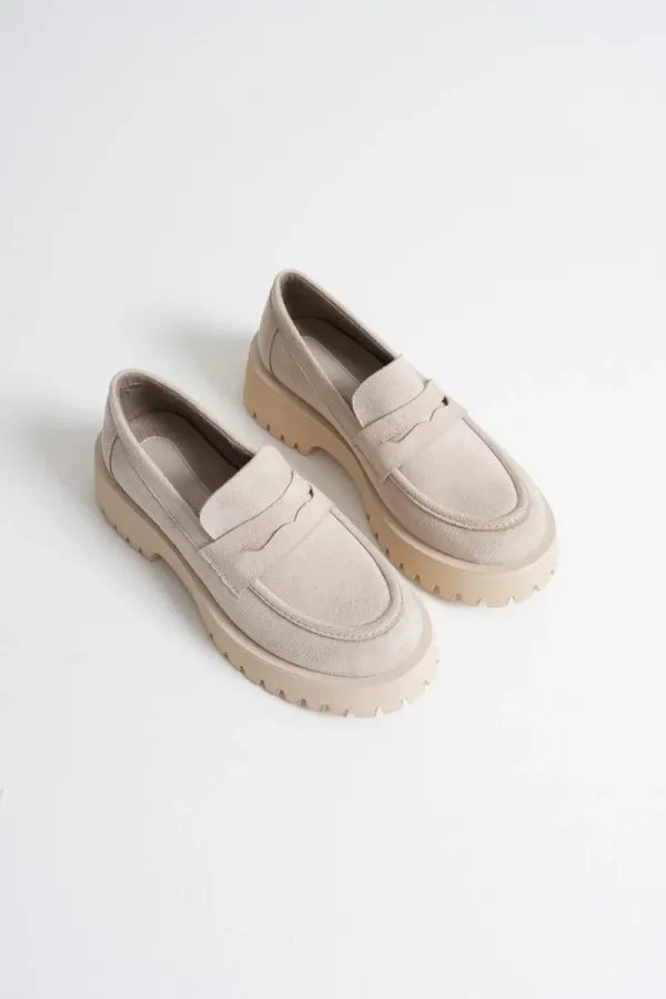 Kadın Günlük Bej Süet Loafer Ayakkabı TR10MS02D
