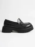 Kadın Günlük Siyah Kroko Loafer Ayakkabı TR10MS02G