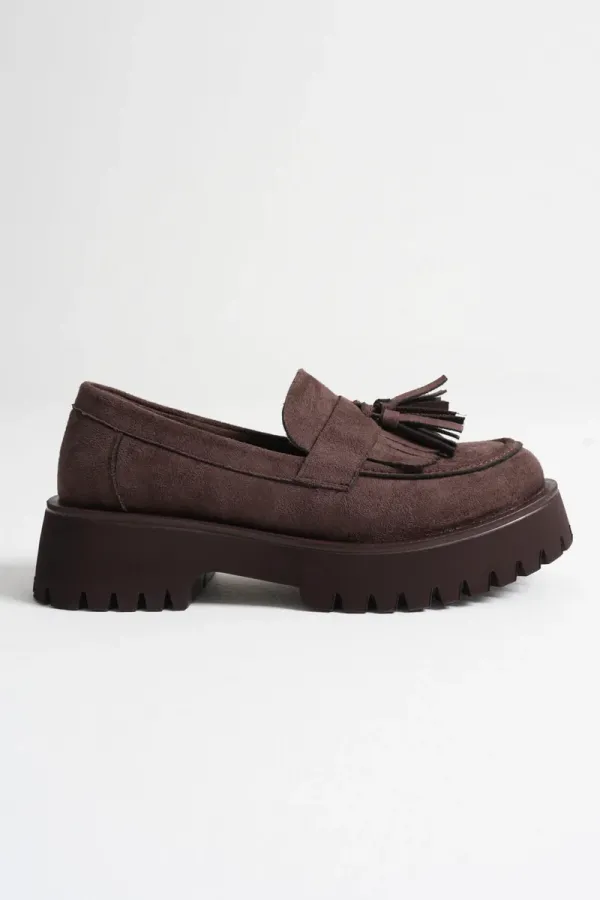 Kadın Günlük Acı Kahve Süet Loafer Ayakkabı TR10MS03E