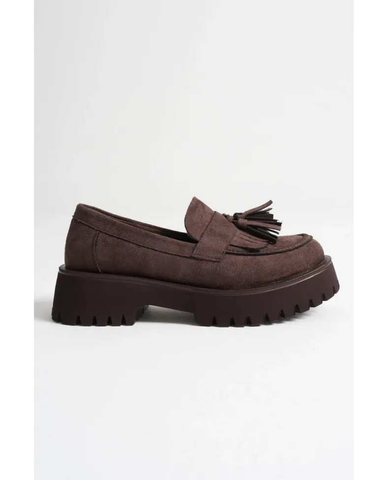 Kadın Günlük Acı Kahve Süet Loafer Ayakkabı TR10MS03E