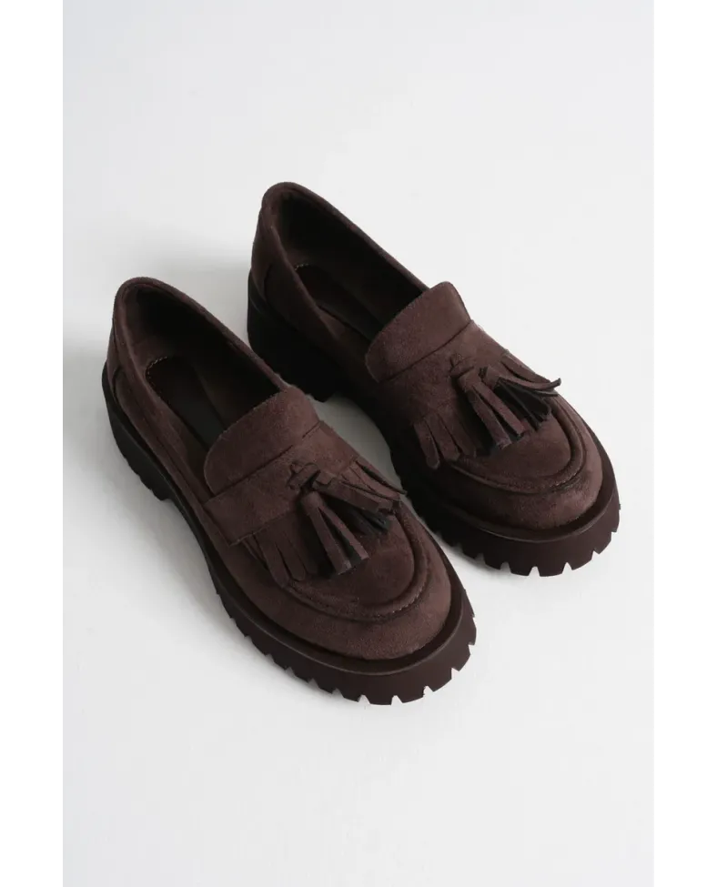 Kadın Günlük Acı Kahve Süet Loafer Ayakkabı TR10MS03E