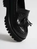 Kadın Günlük Siyah Kroko Baskılı Loafer Ayakkabı TR10MS03G