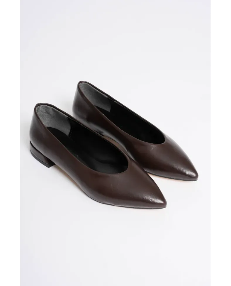 Kadın Acı Kahve Günlük Kısa Topuklu Ayakkabı TR23MS02B