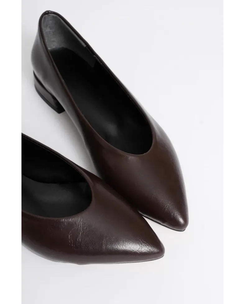 Kadın Acı Kahve Günlük Kısa Topuklu Ayakkabı TR23MS02B