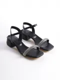 Kalın Topuklu Taşlı Kadın Siyah Sandalet TR20MY12A
