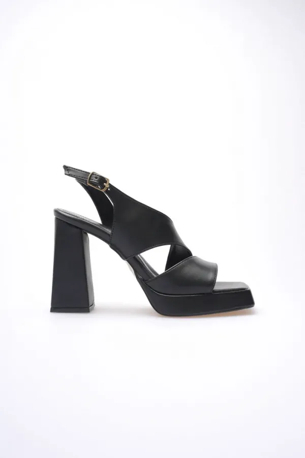 Siyah Kadın Topuklu Platform Sandalet TR12MY04A