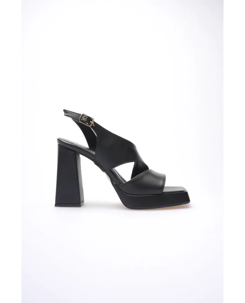 Siyah Kadın Topuklu Platform Sandalet TR12MY04A