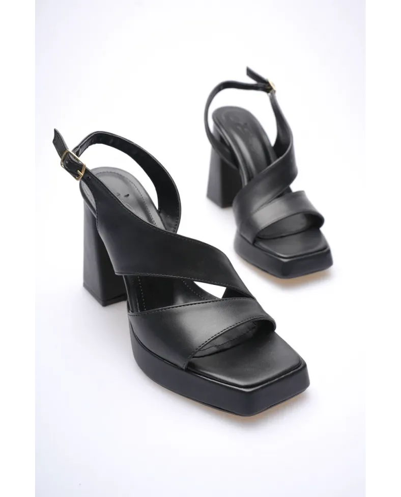 Siyah Kadın Topuklu Platform Sandalet TR12MY04A