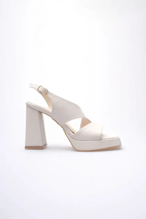 Bej Kadın Topuklu Platform Sandalet TR12MY04C
