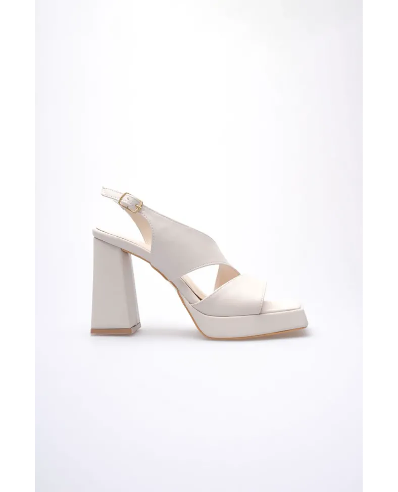 Bej Kadın Topuklu Platform Sandalet TR12MY04C
