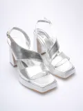 Gümüş Kadın Topuklu Platform Sandalet TR12MY04F
