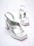 Gümüş Kadın Topuklu Platform Sandalet TR12MY04F