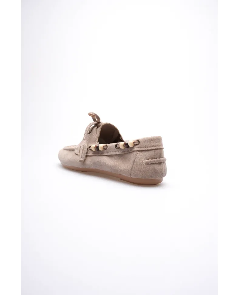 Kadın Vizon Boncuklu Günlük Süet Ayakkabı TR27MS07D