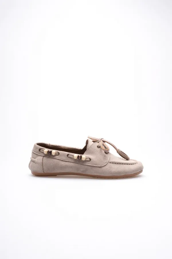 Kadın Vizon Boncuklu Günlük Süet Ayakkabı TR27MS07D