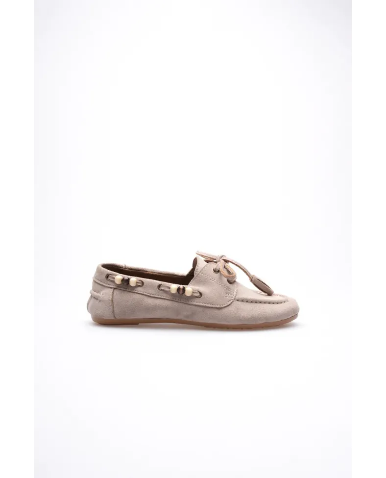 Kadın Vizon Boncuklu Günlük Süet Ayakkabı TR27MS07D