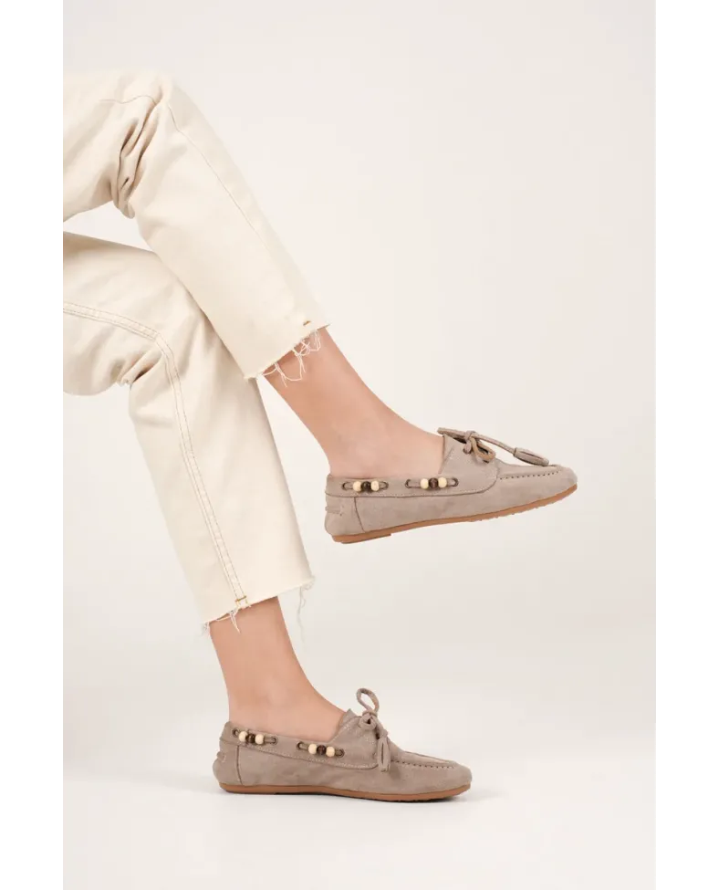 Kadın Vizon Boncuklu Günlük Süet Ayakkabı TR27MS07D