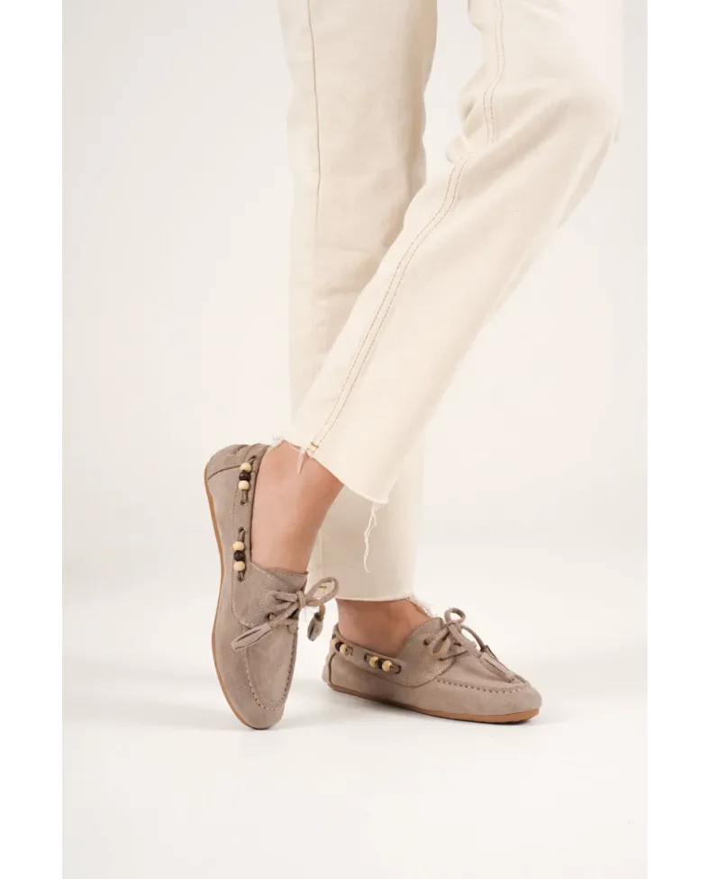 Kadın Vizon Boncuklu Günlük Süet Ayakkabı TR27MS07D