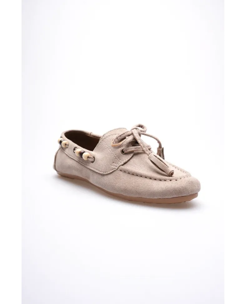 Kadın Vizon Boncuklu Günlük Süet Ayakkabı TR27MS07D