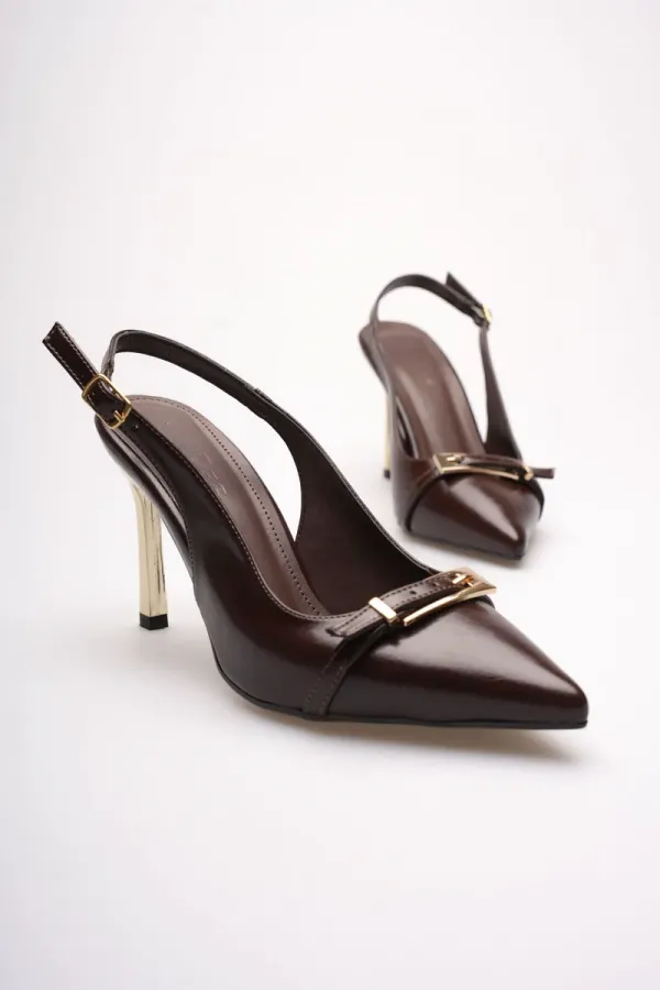 Kadın Acı Kahve Tokalı Topuklu Ayakkabı TR08MS34C