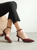 Kadın Bordo Rugan Topuklu Ayakkabı TR03MS02D