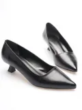 Siyah Kadın Günlük Kısa Topuklu Stiletto Ayakkabı TR20MS03A