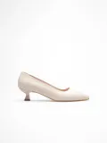 Bej Kadın Günlük Kısa Topuklu Stiletto Ayakkabı TR20MS03B