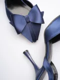 Kadın Lacivert Fiyonklu Saten Topuklu Ayakkabı TR40MS01E