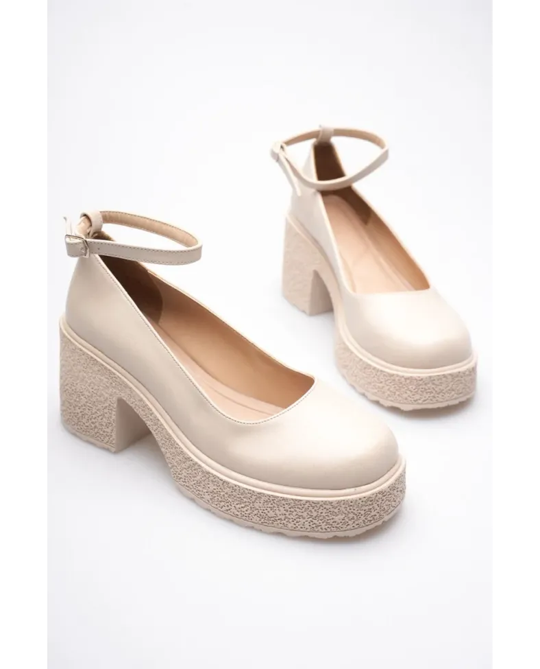 Kadın Bej Bilekten Baretli Günlük Ayakkabı TR06MS01D