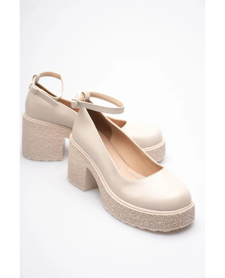 Kadın Bej Bilekten Baretli Günlük Ayakkabı TR06MS01D