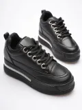 Kadın Siyah Tabanlı Siyah Gizli Topuklu Sneaker TR04MS01D