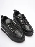 Kadın Siyah Tabanlı Siyah Gizli Topuklu Sneaker TR04MS01D